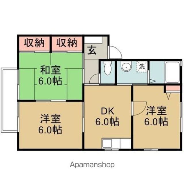 シャロームⅡ[3DK/53m2]の間取図