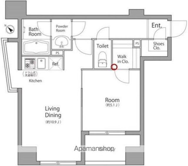 レジディア池袋ウエスト[1LDK/40.18m2]の間取図