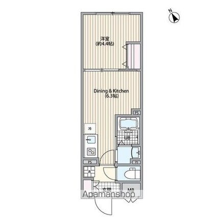 エルファーロ三軒茶屋Ⅵ[1DK/25.64m2]の間取図