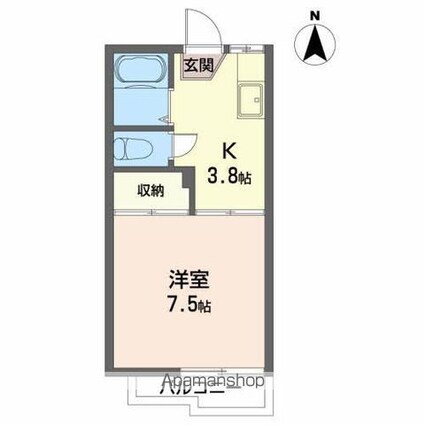 リッチフィールド都南[1K/24.5m2]の間取図