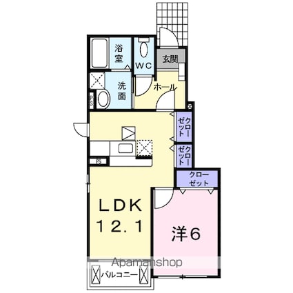 フォーゲルＢ[1LDK/45.72m2]の間取図
