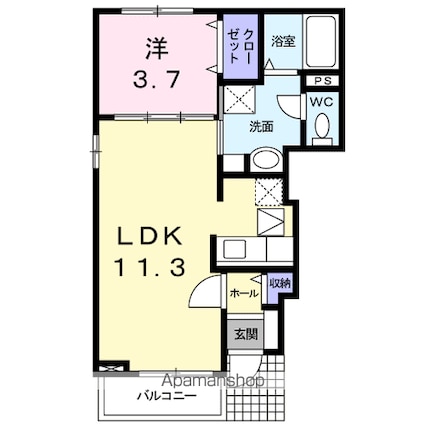 ベルコリーヌ[1LDK/37.13m2]の間取図