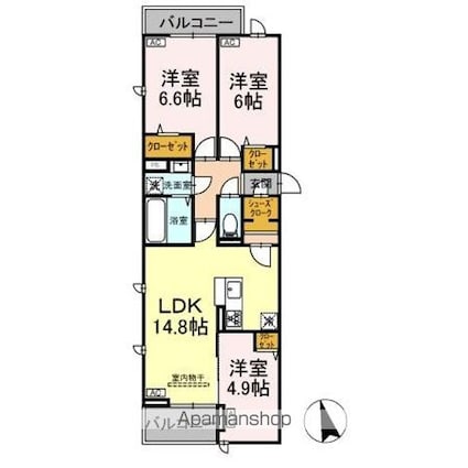 東京都練馬区下石神井３丁目[3LDK/71.75m2]の間取図