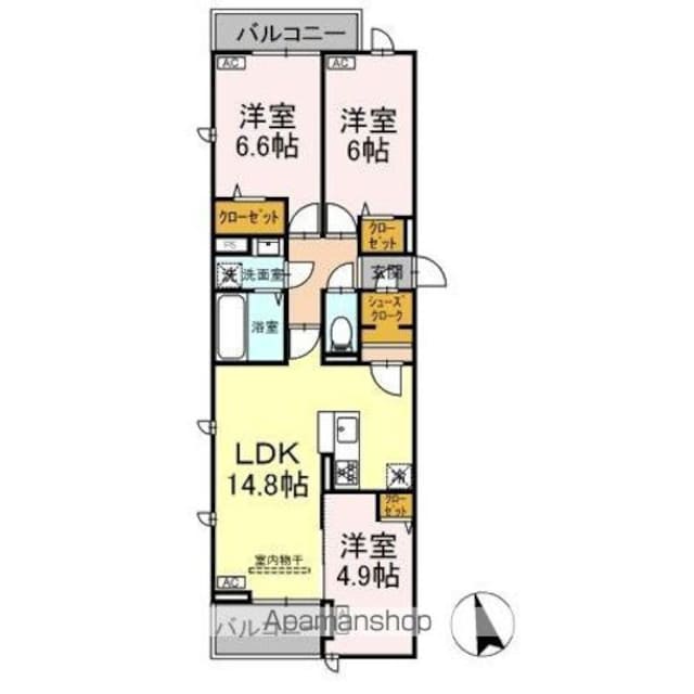 東京都練馬区下石神井３丁目[3LDK/71.75m2]の間取図