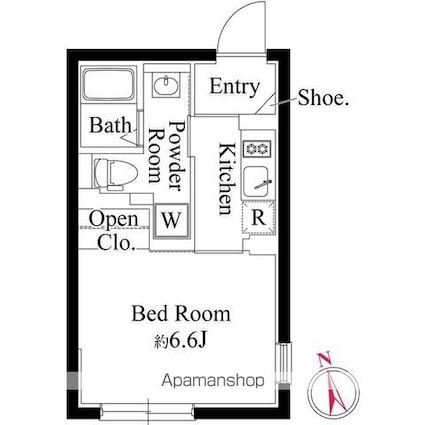 エクサム三軒茶屋Ⅳ[1K/23.25m2]の間取図