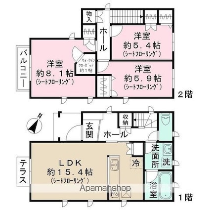 赤塚５丁目戸建住宅[3LDK/85.76m2]の間取図