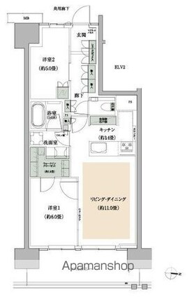 ザ・パークハウス亀戸九丁目[2LDK/60.18m2]の間取図