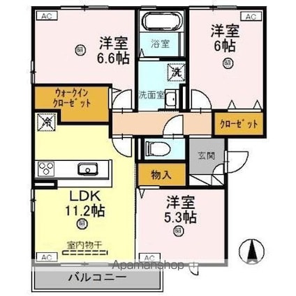 アストレイア[3LDK/69.22m2]の間取図