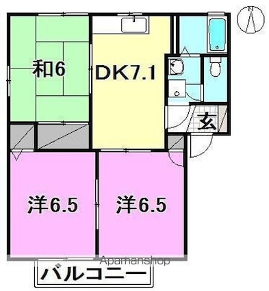 キャステルＫ　Ａ棟[3DK/54.85m2]の間取図