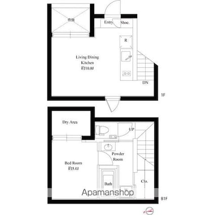 スクエアコート早稲田[1LDK/42.56m2]の間取図