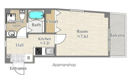 アムハイツ高井戸[1K/25.4m2]の間取図