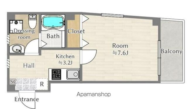 アムハイツ高井戸[1K/25.4m2]の間取図