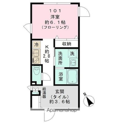 東京都中野区新井２丁目[1K/28.75m2]の間取図