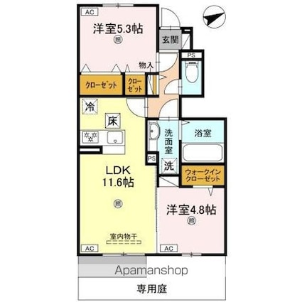 メゾン　ソレイユ[2LDK/52.54m2]の間取図