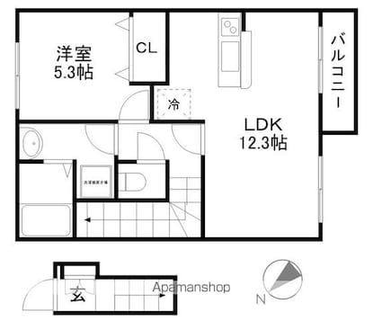 コンフォートＫ[1LDK/45.28m2]の間取図