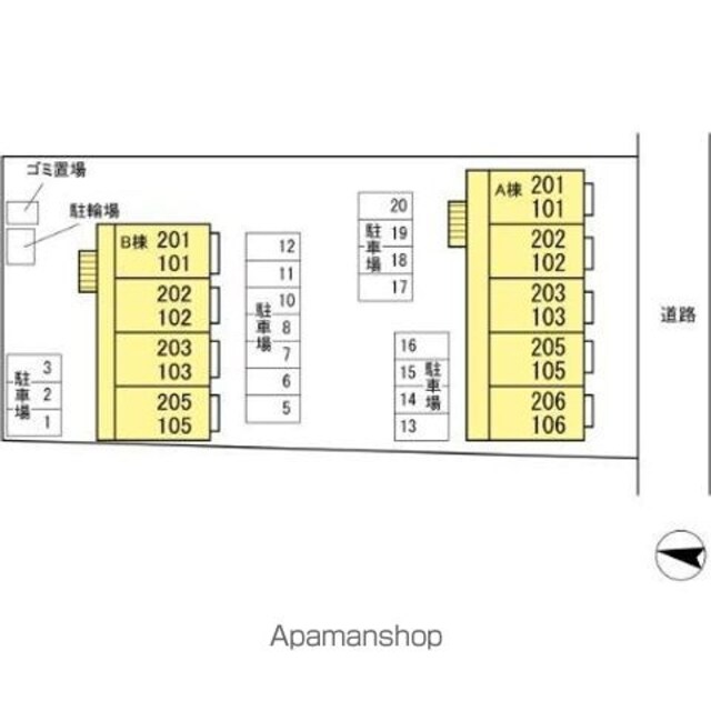 クヒオ[1K/30.27m2]の配置図