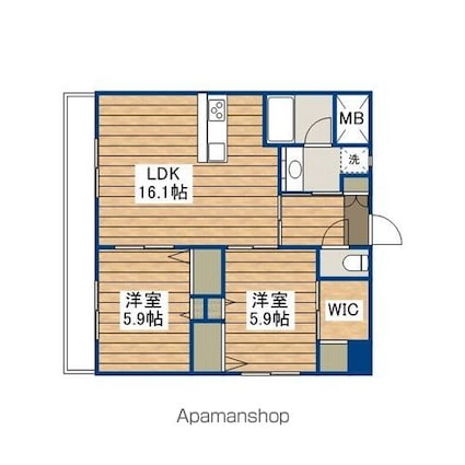 ウィステリアⅡ[2LDK/69.6m2]の間取図