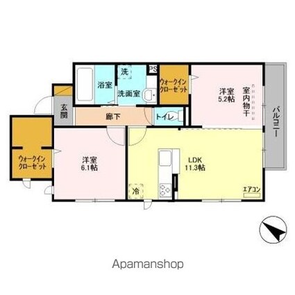 ジュネス富浜Ⅲ[2LDK/58.59m2]の間取図