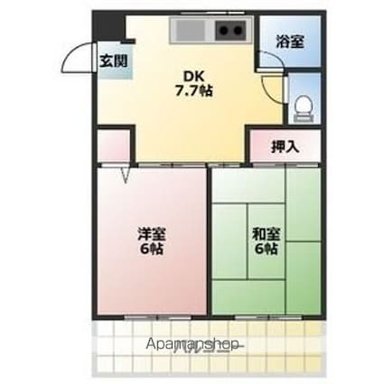 一歩堂マンション[2DK/37.44m2]の間取図