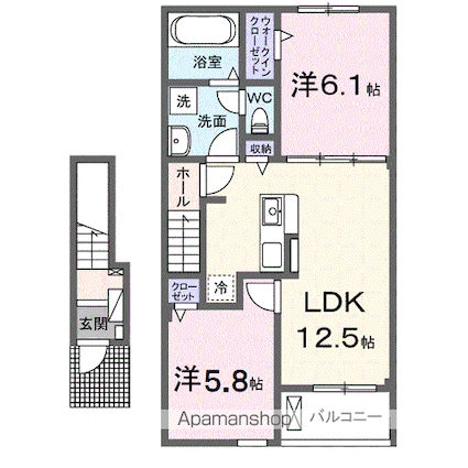メルヴェーユ　Ａ[2LDK/56.48m2]の間取図