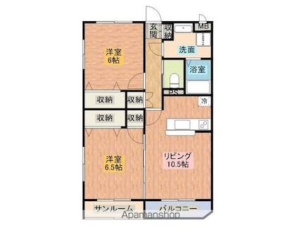 グリュック櫛林[2LDK/58.75m2]の間取図