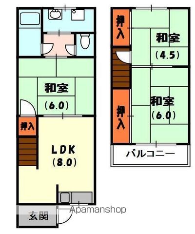 京阪電気鉄道京阪線 大和田駅 徒歩7分 2階建 築63年の間取り写真