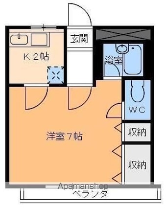フレンドリー清水[1K/21m2]の間取図