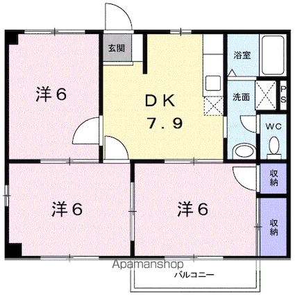 ニューシティつのごうＣ[3DK/52.17m2]の間取図