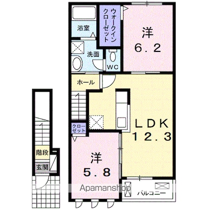 ボヌール岩橋　Ⅱ[2LDK/57.25m2]の間取図