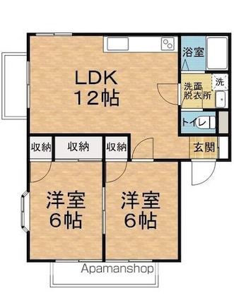 長野県松本市筑摩３丁目[2LDK/52.8m2]の間取図