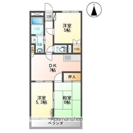 ハイブリッドレジデンスⅦ[3DK/51m2]の間取図