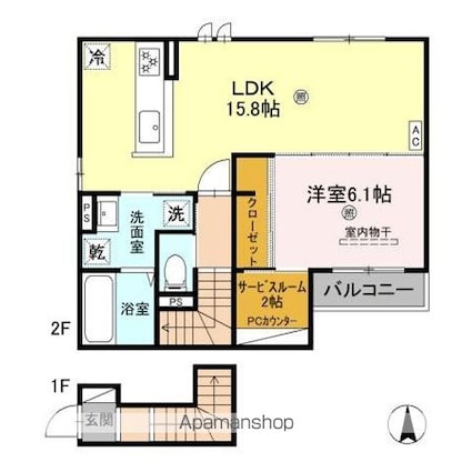 ソラーナ小松原[1LDK/60.02m2]の間取図