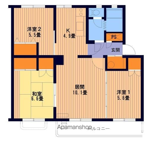 テレパレス北郷白石駅前3号棟の間取り写真