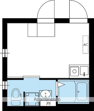 キャッスル廣瀬若林[1R/16.81m2]の間取図