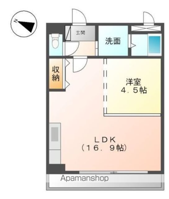 コンフォース２１[1LDK/45.63m2]の間取図