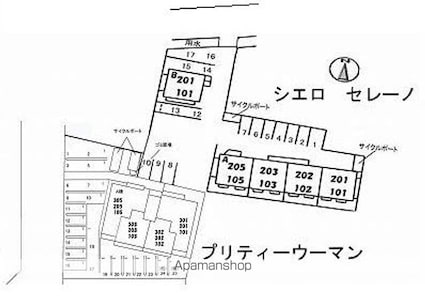 シエロ　セレーノ　Ａ棟[2LDK/54.4m2]の配置図