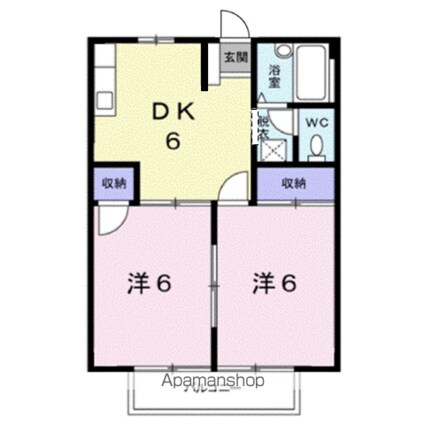 フラッツ坂田Ｂ[2DK/39.6m2]の間取図