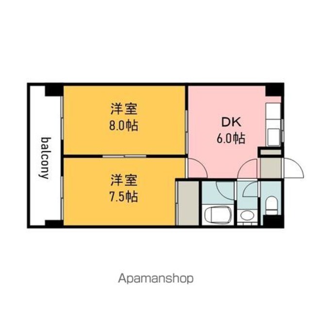 広島県広島市西区己斐上１丁目[2DK/45m2]の間取図