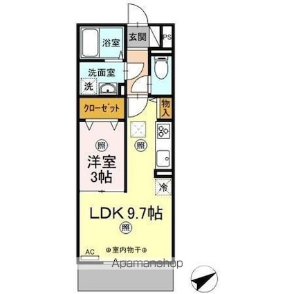プレミスト　Ⅸ[1LDK/33.34m2]の間取図