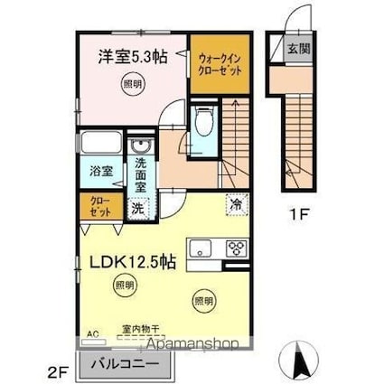 シャインポート屋島Ⅱ[1LDK/51.13m2]の間取図
