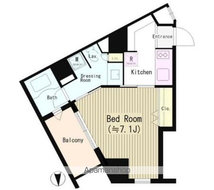 サン　デプレ麻布[1K/27.55m2]の間取図