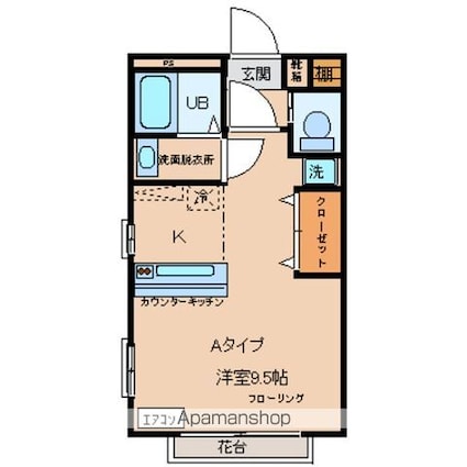 ピュアあきしま[1R/24.5m2]の間取図