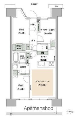 ザ・パークハウス亀戸九丁目[2SLDK/62.28m2]の間取図