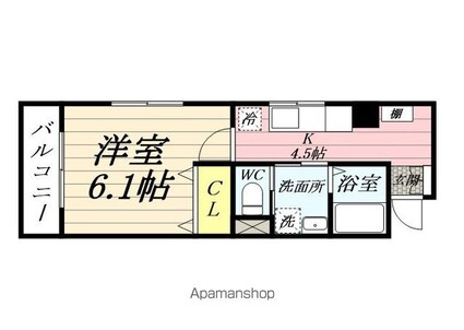 サウスハイツ[1K/26.05m2]の間取図