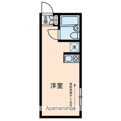 第二ソーポ[1R/14.49m2]の間取図