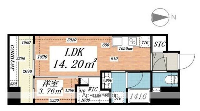 パークルール大手町[1LDK/27.1m2]の間取図