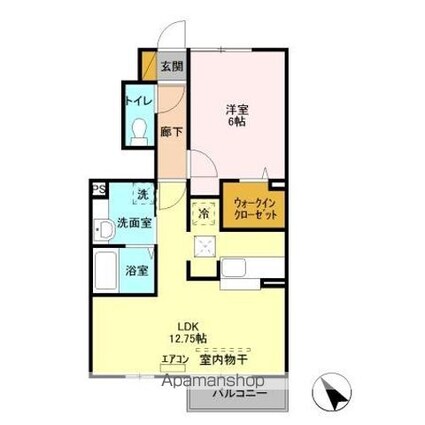 エクセル[1LDK/45.69m2]の間取図