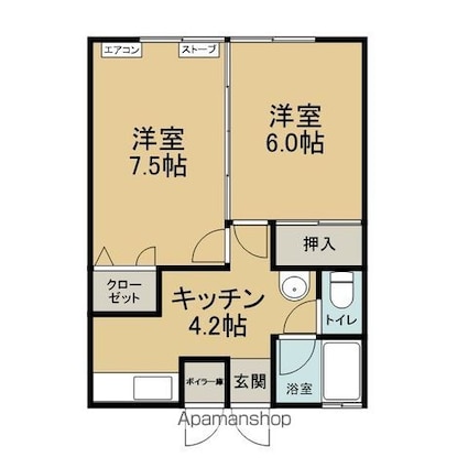 メゾンウエスト[2K/40.65m2]の間取図