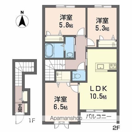 ディアスブランシェＪ[3LDK/65.78m2]の間取図