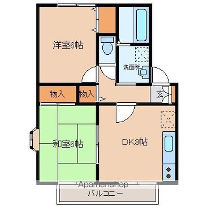 ハイカムール柧Ｃ[2DK/47.66m2]の間取図